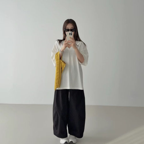 韩货GLOG2026春季时尚V领T恤女