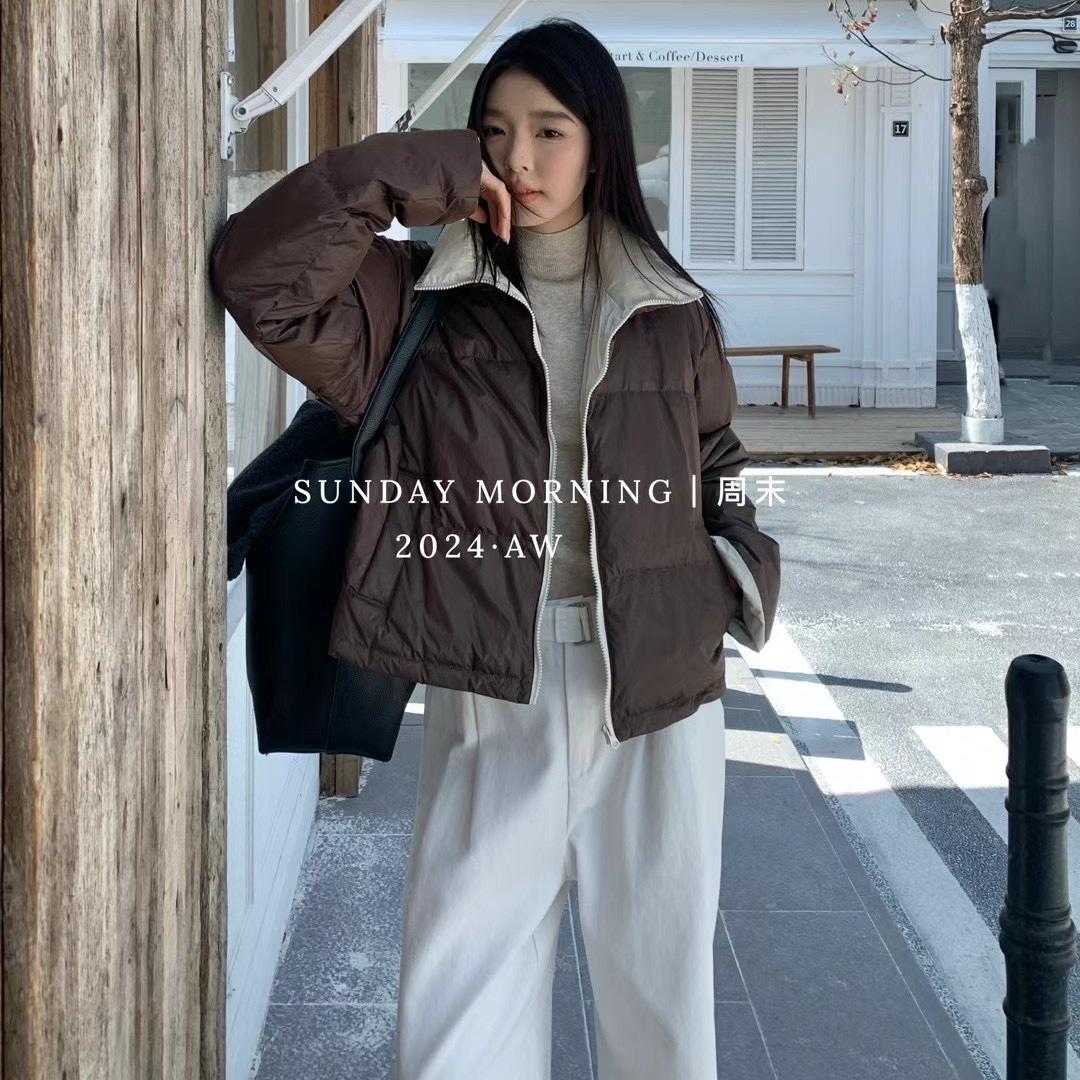 冬季撞色设计羽绒服时尚立领