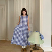 韩货wander2026春夏季 定制面料100%棉可爱格子背心裙带包包35688