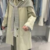 纯棉风衣09089处理 韩系东大门风格 新意法tavi2026春季 条纹拼接袖