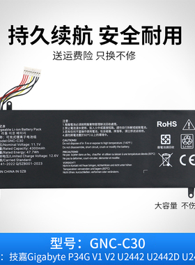 适用于GIGABYTE技嘉U2442 U24F P34G V2 GNC-C30 内置笔记本电池