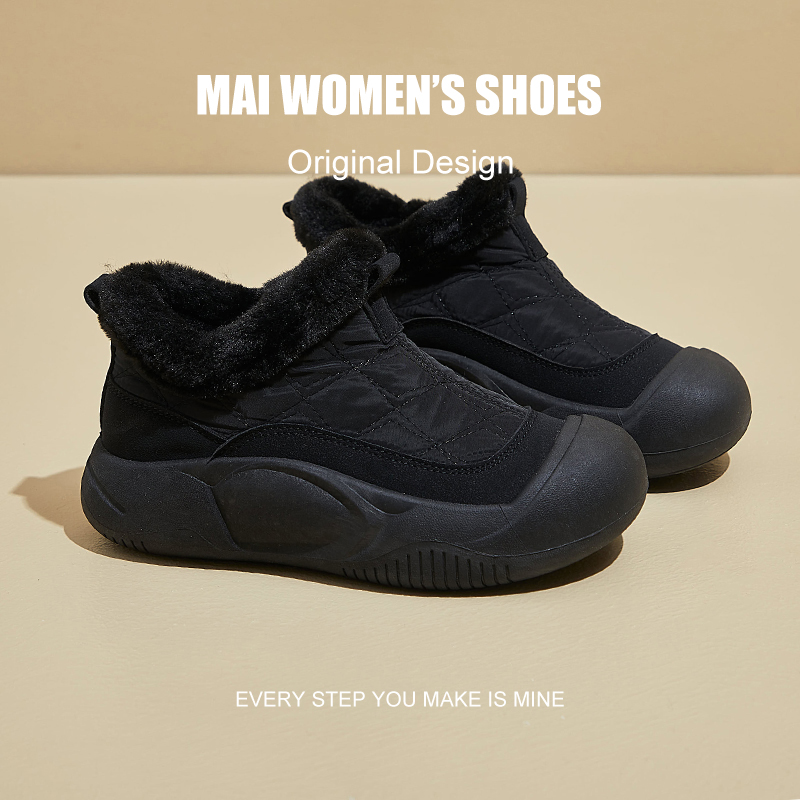 厚底黑色雪地靴女2025新款冬季加绒加厚靴子百搭女士保暖棉鞋女款