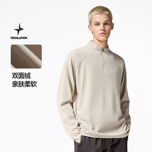 套头打底衫 长袖 FLYING双面绒半拉链户外T恤25冬保暖插肩袖 BRAVE