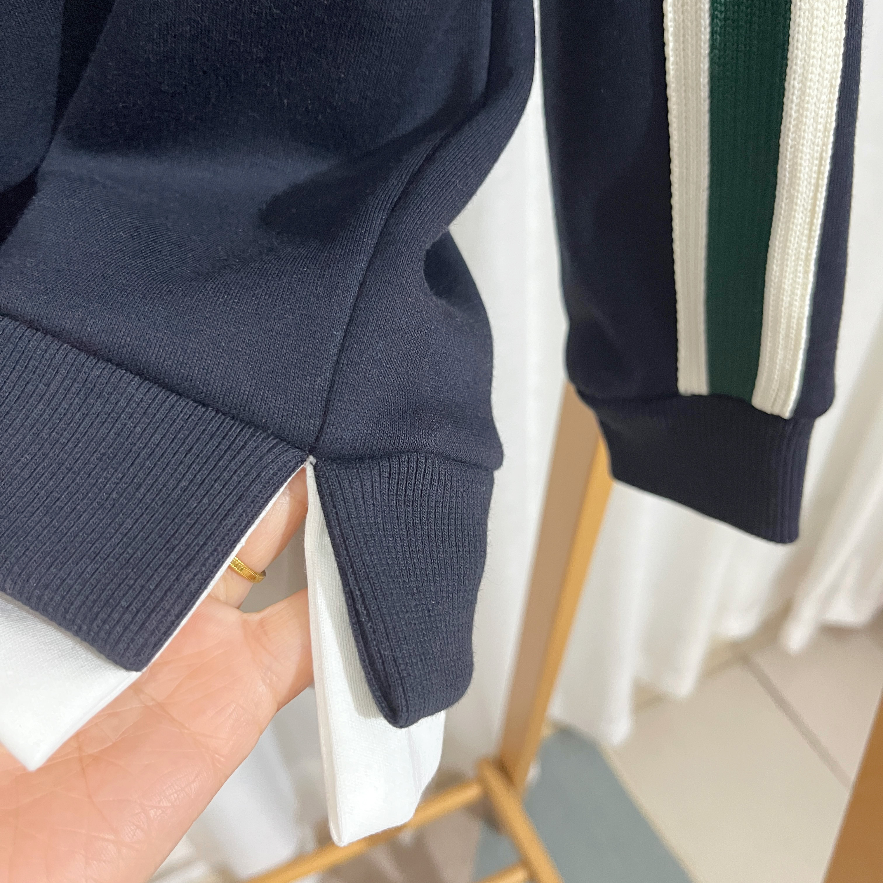 帅！重工冬季新款中大童男童女童运动针织翻领拉条一体绒加绒卫衣