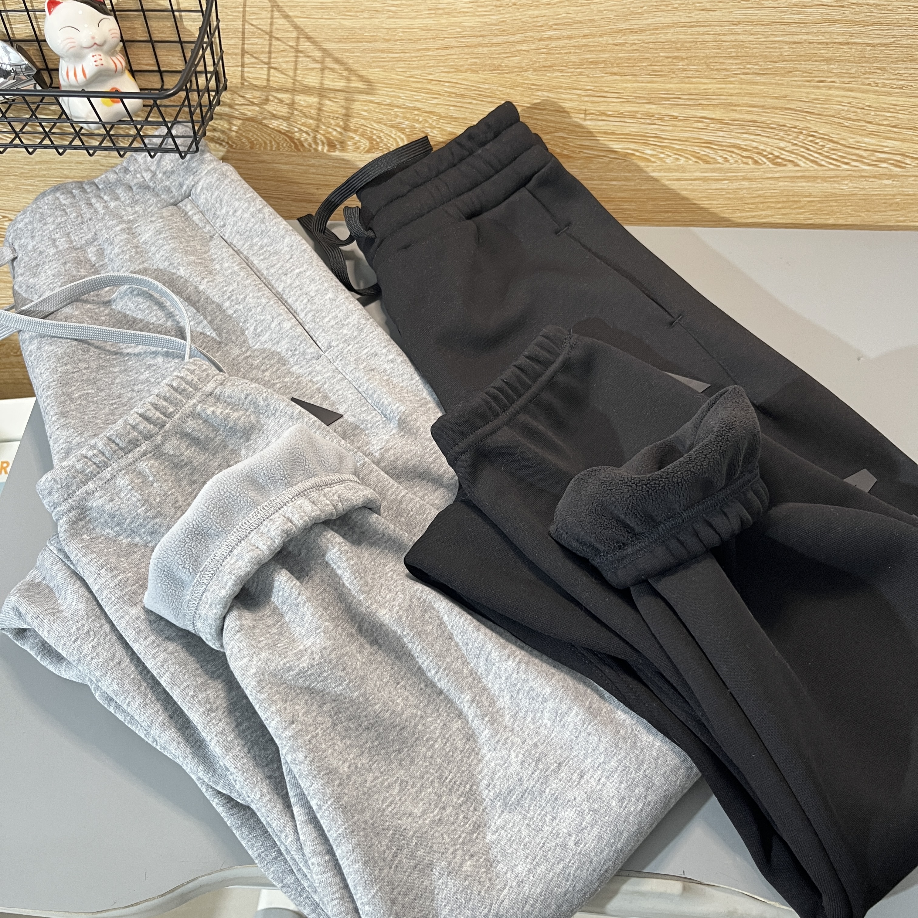 硅胶标男童女童中大童复合一体绒秋冬季加绒加厚收口运动裤长裤子