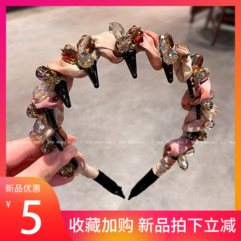 日韩新款水晶齿梳发箍高颅顶