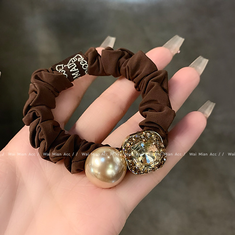 时尚方钻珍珠发圈头绳女2025新款网红扎丸子头高弹力皮筋百搭头绳,饰品/流行首饰/时尚饰品新,发饰,淘宝优惠券,粉丝福利购,淘宝优惠卷