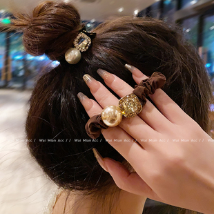 珍珠发圈女东大门高弹马尾丸子头皮筋头饰扎头发头绳2025新款 高端