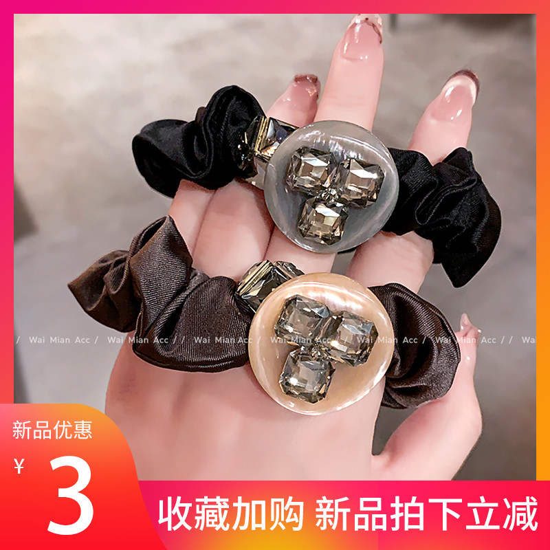 东大门镶钻缎面不伤发发圈