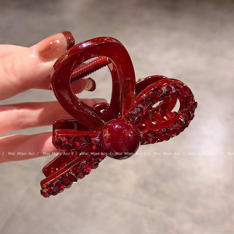 本命年红色抓夹高级感镶钻发量少盘发夹新年款后脑勺鲨鱼夹头饰女,饰品/流行首饰/时尚饰品新,发饰,淘宝优惠券,粉丝福利购,淘宝优惠卷