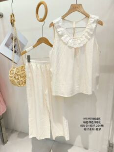 套头睡衣套装 美梦2026夏季 七分裤 梭织棉无袖 女简约家居服纯色 新品