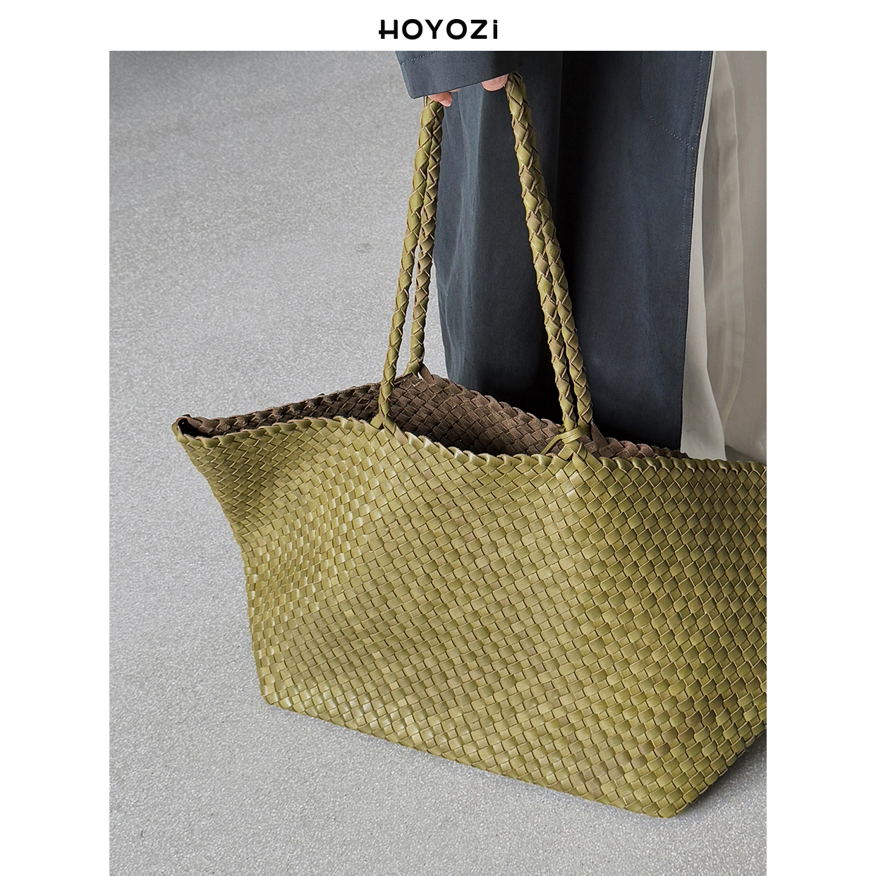 【小优家包包】HOYOZI头层牛皮高品质纯手工编织包包女夏单肩大包