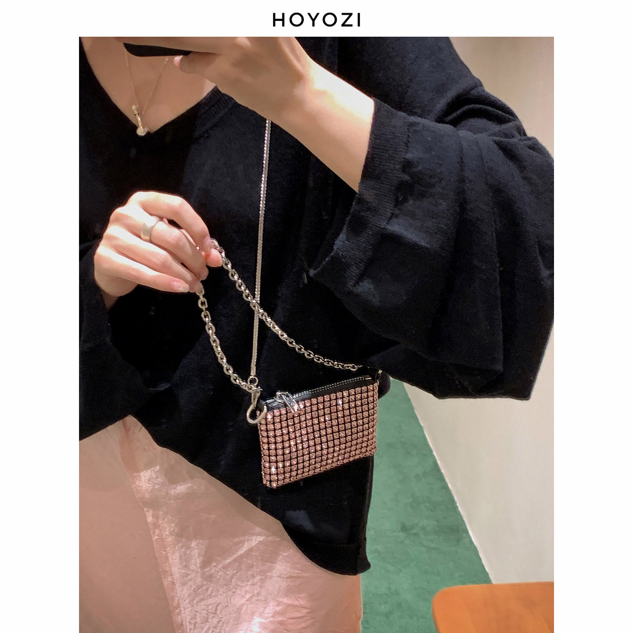 【小优家包包】链条镶钻口红包