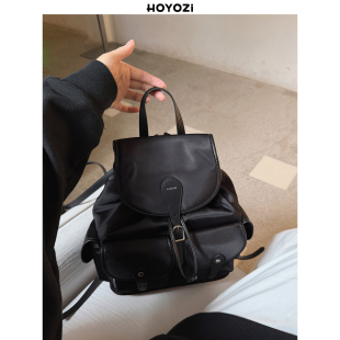 小优家包包 HOYOZI 黑色尼龙帆布双肩包女旅行 背包 2026新款