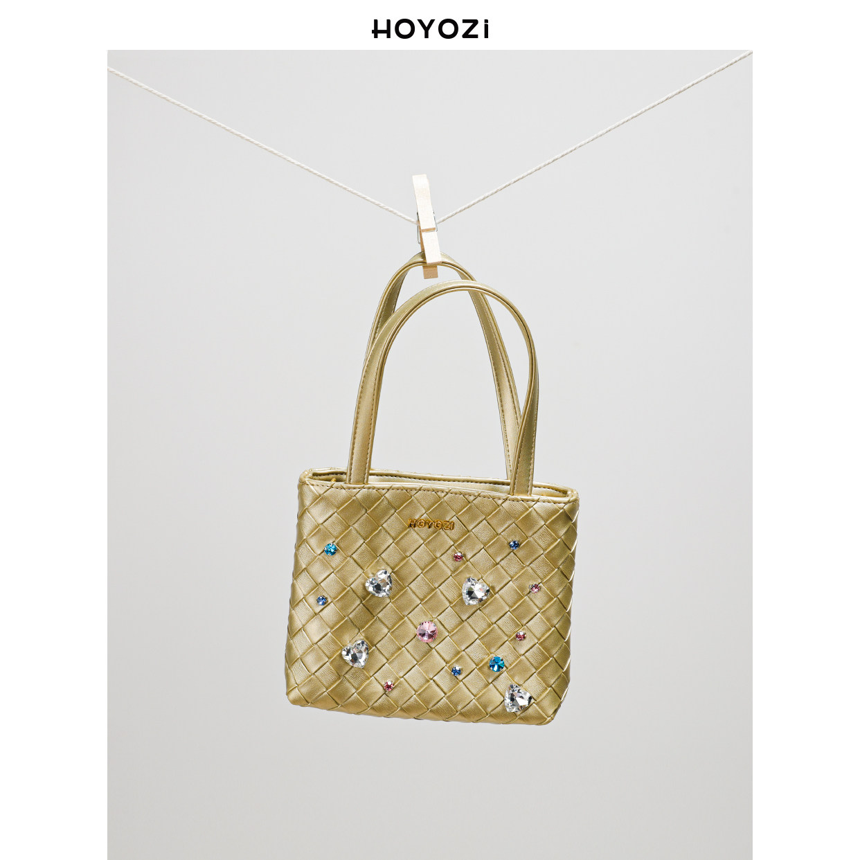 【小优家包包】HOYOZI原创链条编织镶钻手机包包女式2026新款斜挎