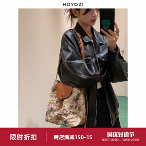 【小优家包包】HOYOZI帆布水桶包女2023新款单肩斜挎包高级感百搭