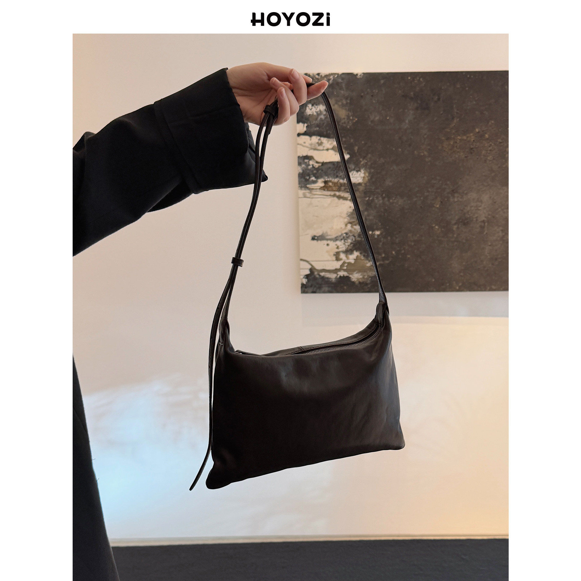 【小优家包包】HOYOZI植鞣真皮腋下包包女式2025新款手机单肩斜挎,箱包皮具/热销女包/男包,腋下包,淘宝优惠券,粉丝福利购,淘宝优惠卷