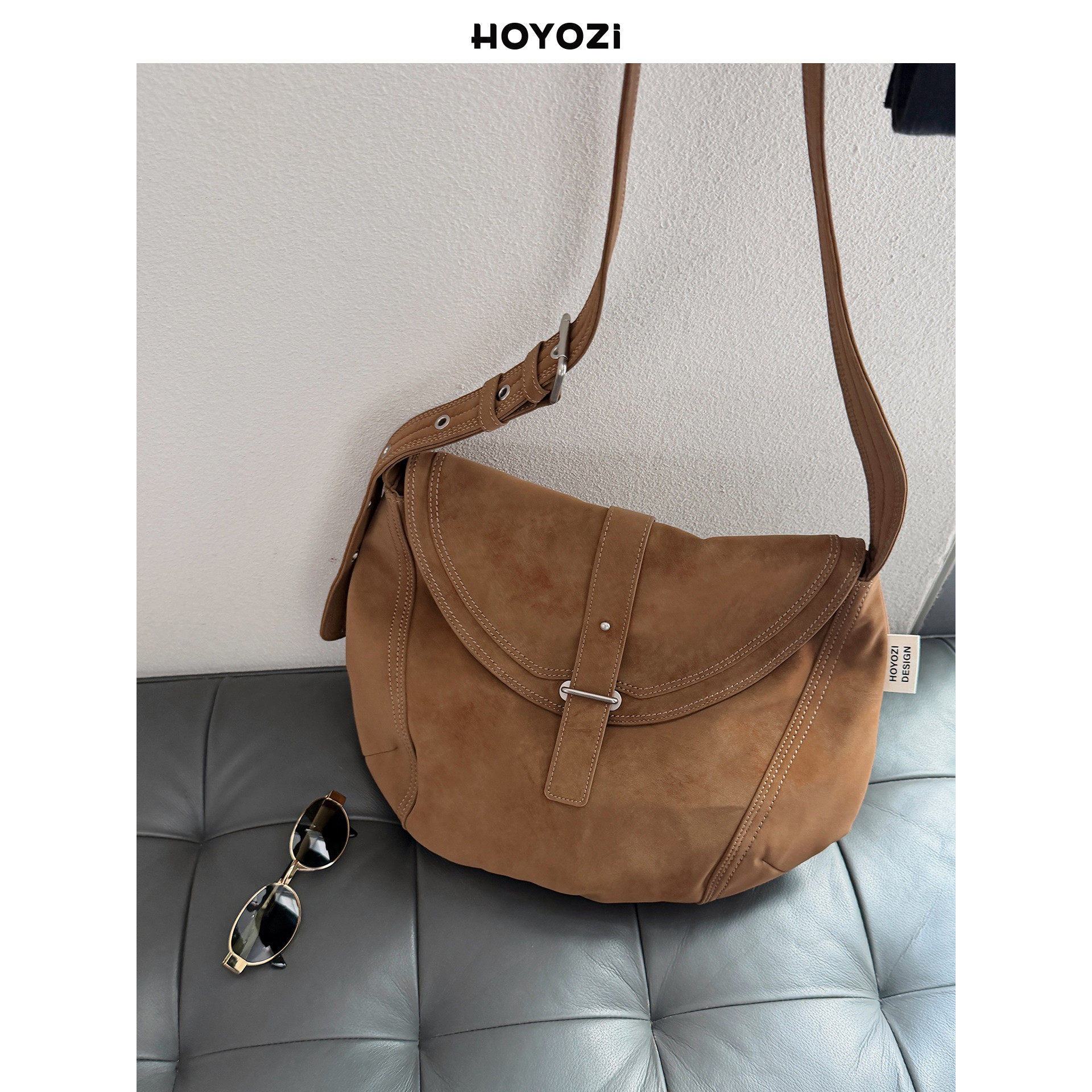 【小优家包包】HOYOZI棕色马鞍包斜挎包包女式2025新款通勤单肩包,箱包皮具/热销女包/男包,马鞍包,淘宝优惠券,粉丝福利购,淘宝优惠卷