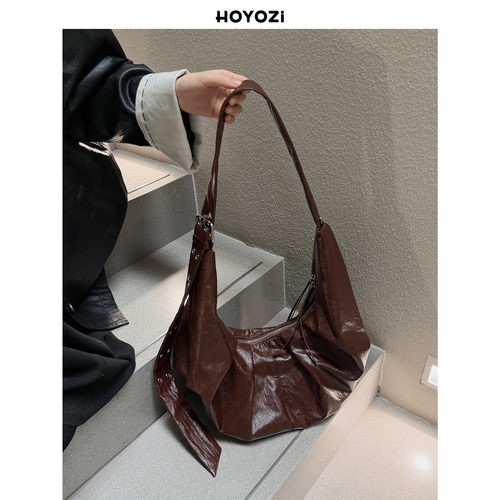 【小优家包包】HOYOZI美式轻复古牛角包包女式2025新款饺子斜挎包