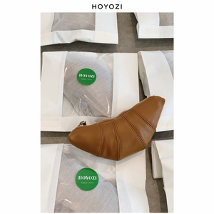 【小优家包包】HOYOZI头层牛皮可颂牛角零钱包卡包链条手拎口红包