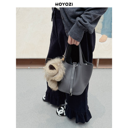 【小优家包包】HOYOZI头层牛皮蜡线菜篮子托特包包女式2026新手提