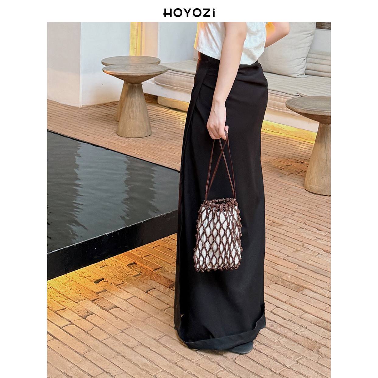 【小优家包包】HOYOZI头层牛皮网兜手机包女斜挎2026新款夏季手拎
