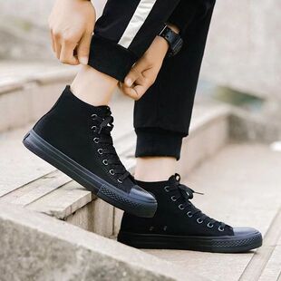 百搭透气板鞋 经典 男情侣款 男女透气潮流休闲鞋 款 牛筋底高帮帆布鞋