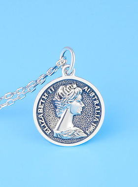 990足银伊丽莎白头像女皇风吊坠