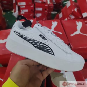 Puma 彪马女鞋时尚运动鞋低帮厚底皮面轻便休闲鞋板鞋 385549-01