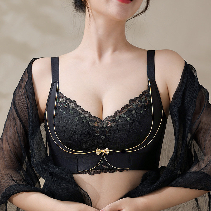 美容院线性感蕾丝内衣女士小胸显大聚拢防外扩收副乳调整型文胸罩