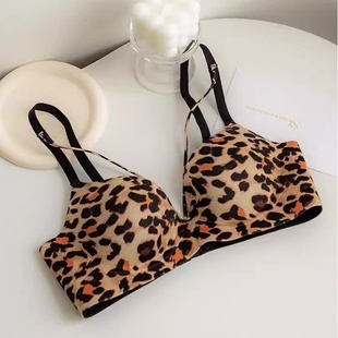 性感豹纹内衣纯欲无痕女小胸聚拢显大收副乳防下垂薄款 文胸罩套装