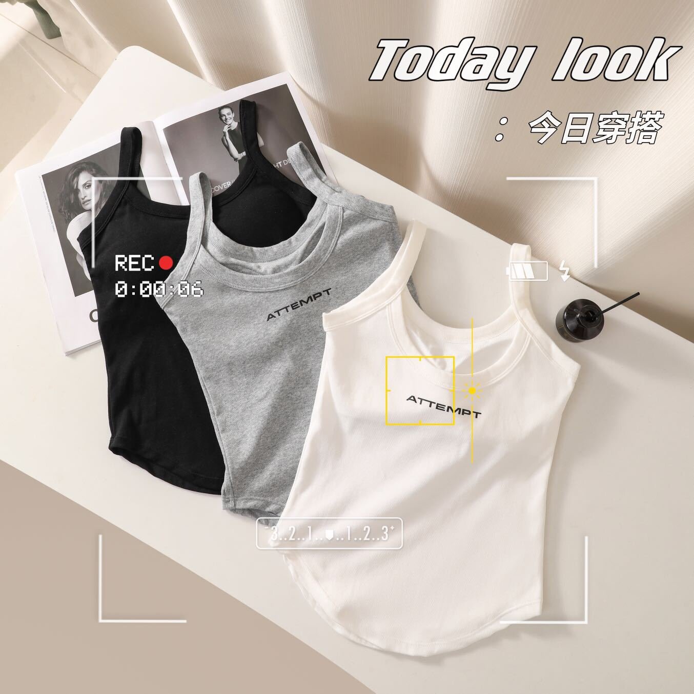 时尚百搭简约U领纯棉带胸垫长款吊带背心式舒适百搭