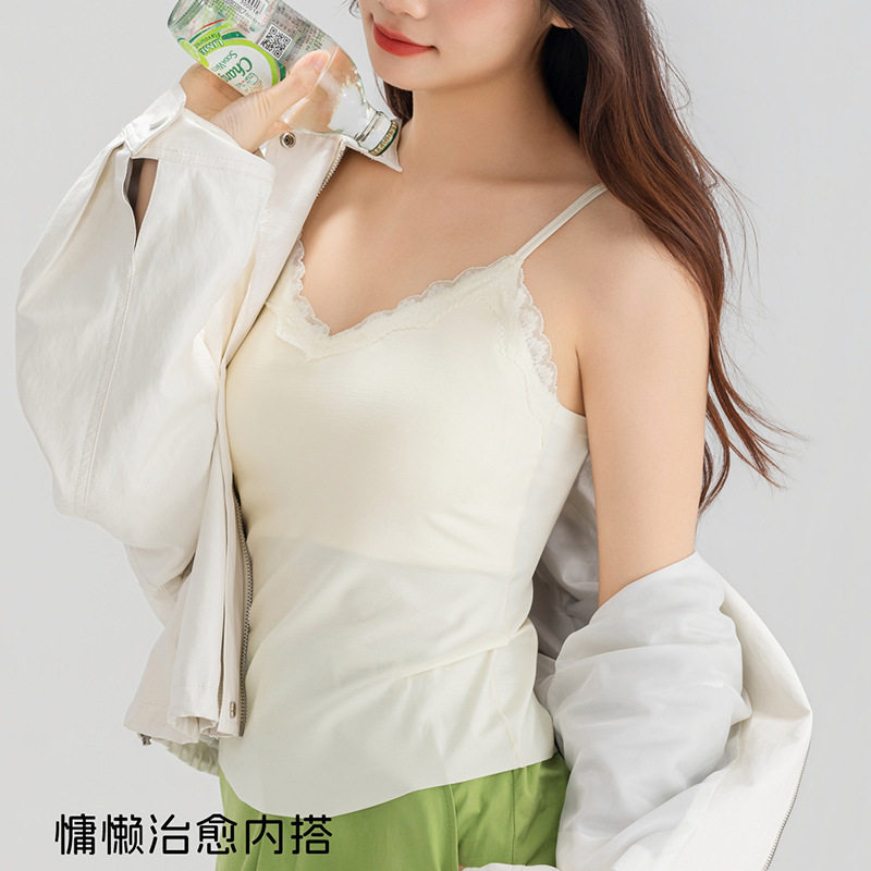 吊带背心女免穿文胸一体式带胸垫黑白色夏季无痕外穿内搭上衣新款