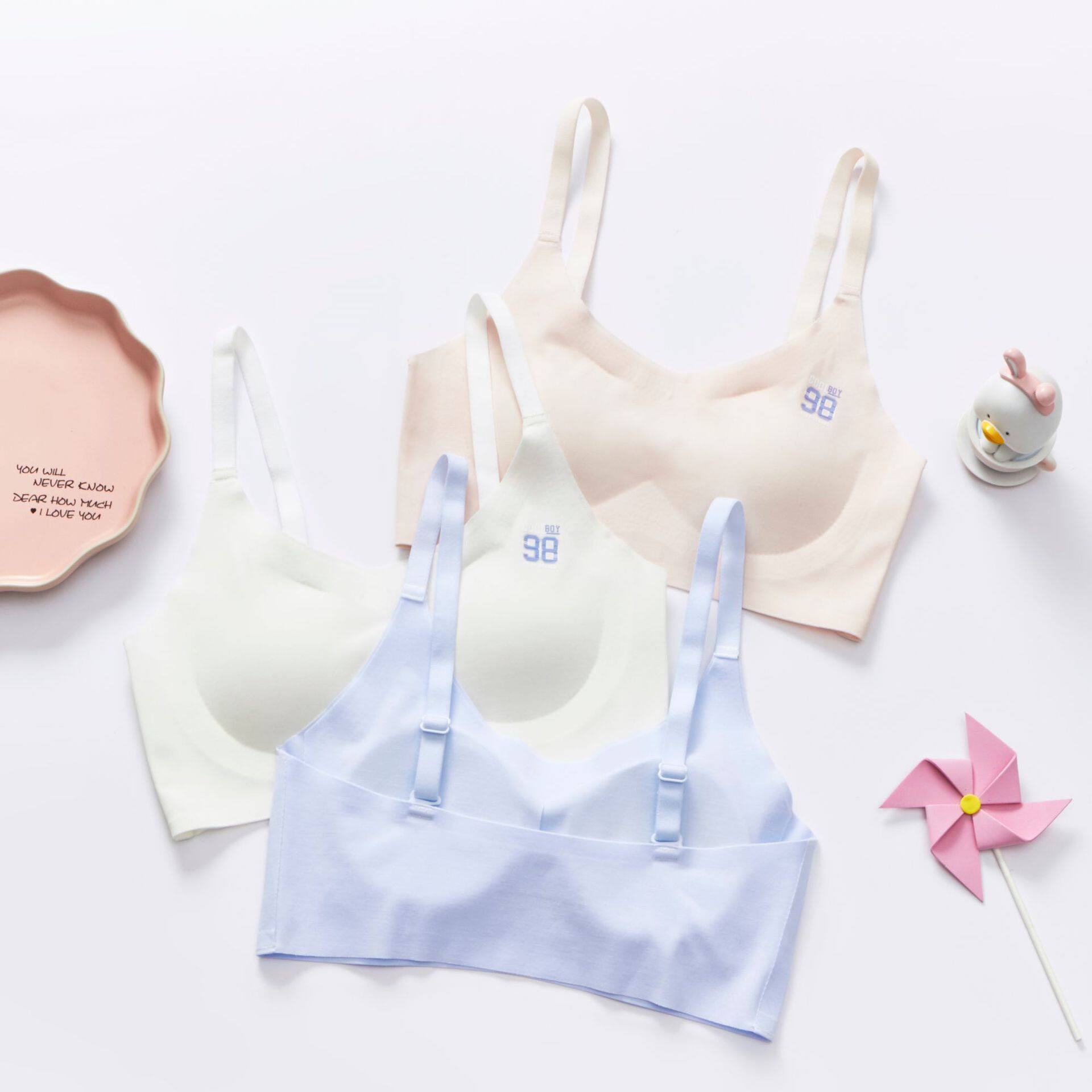 青春期夏季运动薄款背心冰丝防走光抹胸学生初中高中内衣文胸