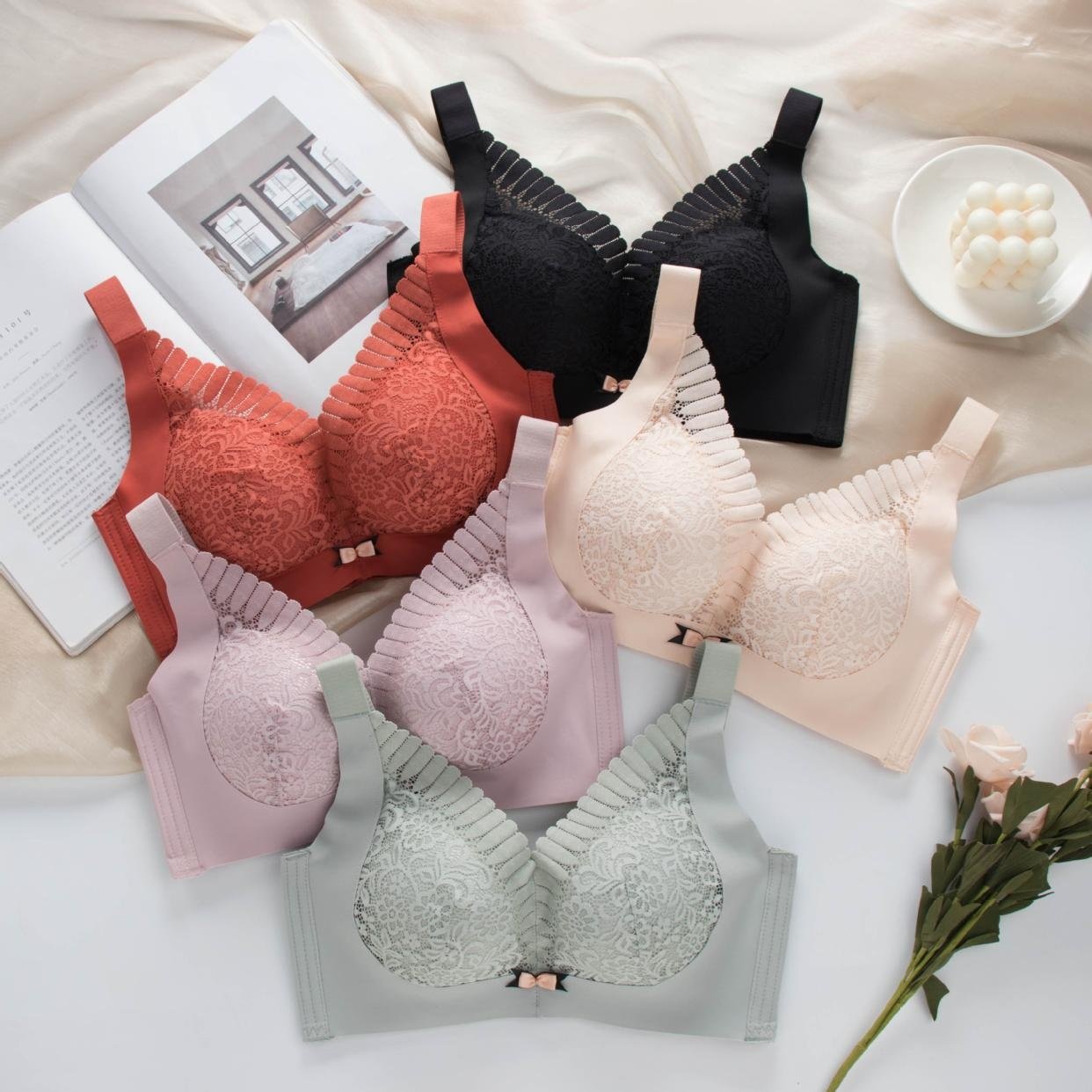 Q弹棉中厚平小胸显大聚拢无磁无钢圈收副乳性感文胸罩秋冬内衣女