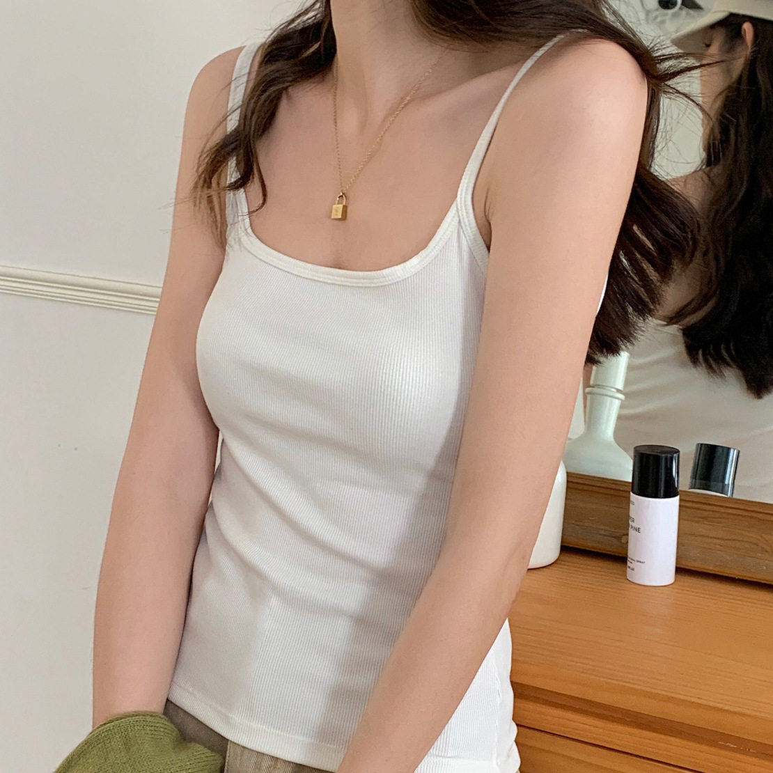 7536吊带上衣长款夏薄不带胸垫外穿显瘦防走光独特内搭遮肚子背心