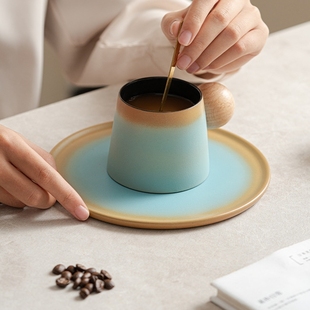轻奢家用下午茶马克小水杯子精致牛奶早餐 高颜值陶瓷咖啡杯具套装