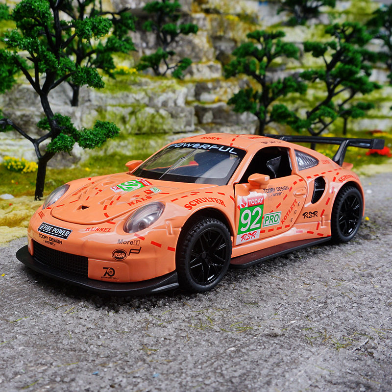 新豪迪1:32宝时捷911RSR声光回力车玩具仿真合金汽车模型收藏摆件