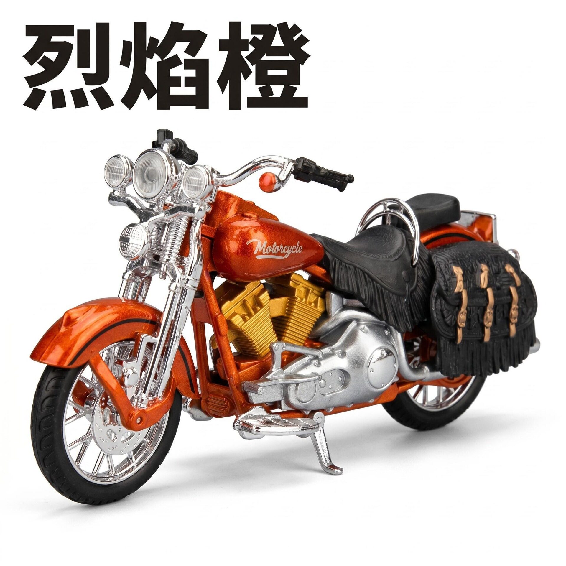 1:10合金哈雷摩托车模型仿真声光回力摆件复古机车玩具收藏男礼物