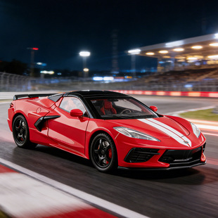 嘉业1/22克尔维特C8合金汽车模型回力声光玩具敞篷车仿真车大号男