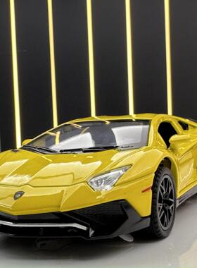 建元合金车模1比32兰博LP740电镀跑车声光回力玩具车音乐模型摆件