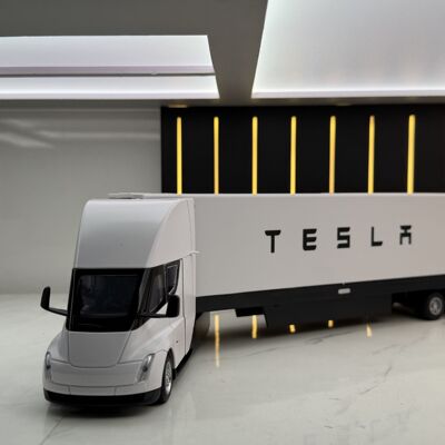 新豪迪合金车模1:32semi货柜双层运输车声光回力玩具模型摆件收藏