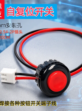 DS-500开关按钮XH2.54-2P端子连接线14mm圆形常开按通自复位开关