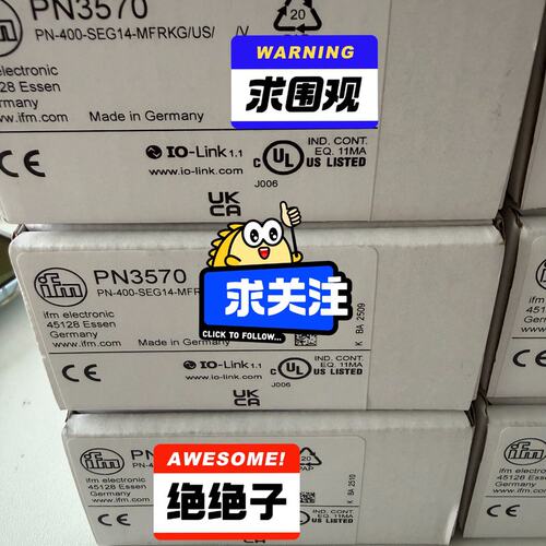 议价全新IFM易福门压力传感器PN3570，型号PN-400-S