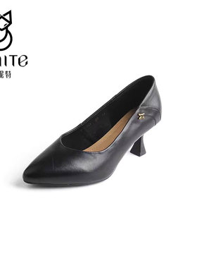 仙妮特官方旗舰店牛皮高细跟浅口职业通勤简约女单鞋 X691221
