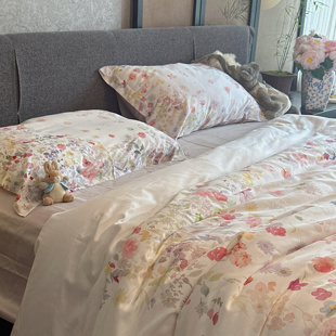 花海织梦新疆长绒棉纯棉四件套柔光花卉好眠印花60s贡缎全棉床品