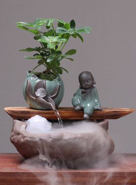 禅意风流水摆件绿植居家乔迁礼品