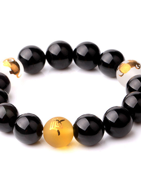 天然水晶半宝石14mm黑