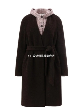 顺丰包邮 UNCODED｜2025冬季新款KWWW4W097咖色两件套大衣长外套