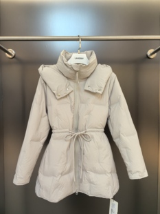 断码特价 浅灰色中长款羽绒服女收腰显瘦百搭外套90白鸭绒羽绒服